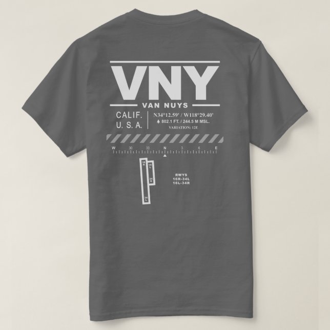 Van Nuys Airport VNY T-Shirt (Design Back)
