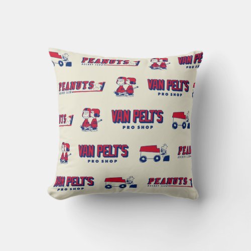 Van Pelts Hockey Club Pro Shop Pattern Throw Pillow