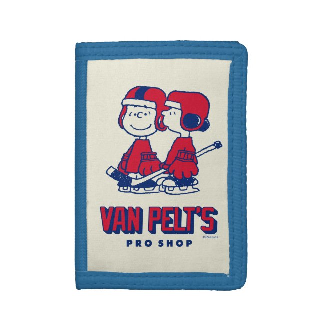 Van Pelt's Hockey Club Pro Shop Pattern Trifold Wallet (Front Vertical)
