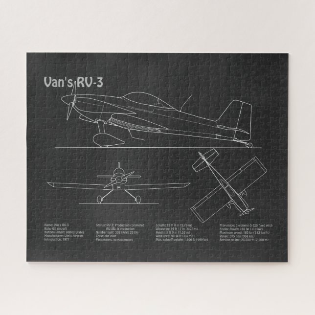 Van’s RV-3 - Airplane Blueprint Plans PD Jigsaw Puzzle (Horizontal)