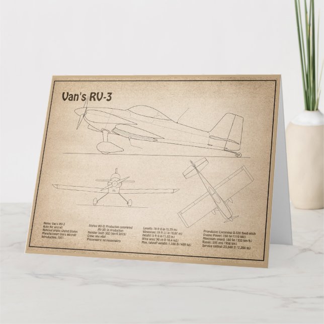 Van’s RV-3 - Airplane Blueprint Plans SD Thank You Card (Front)