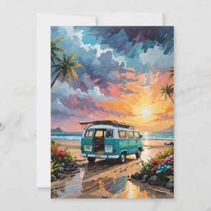 Van Scene On Beach A Holiday Card