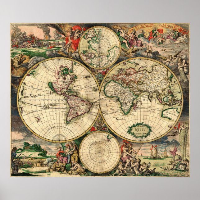 van Schagen World Map 1680 Poster (Front)