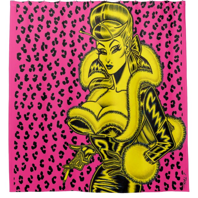 Vana DeVinyl™/Leopard Print Shower Curtain (Front)