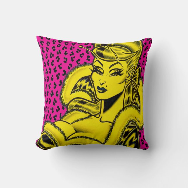 Vana DeVinyl™/Leopard Print Throw Pillow (Front)