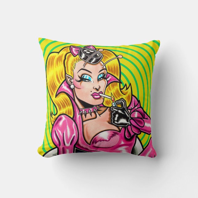 Vana DeVinyl™/Pretty in Pink Rubber Throw Pillow (Front)