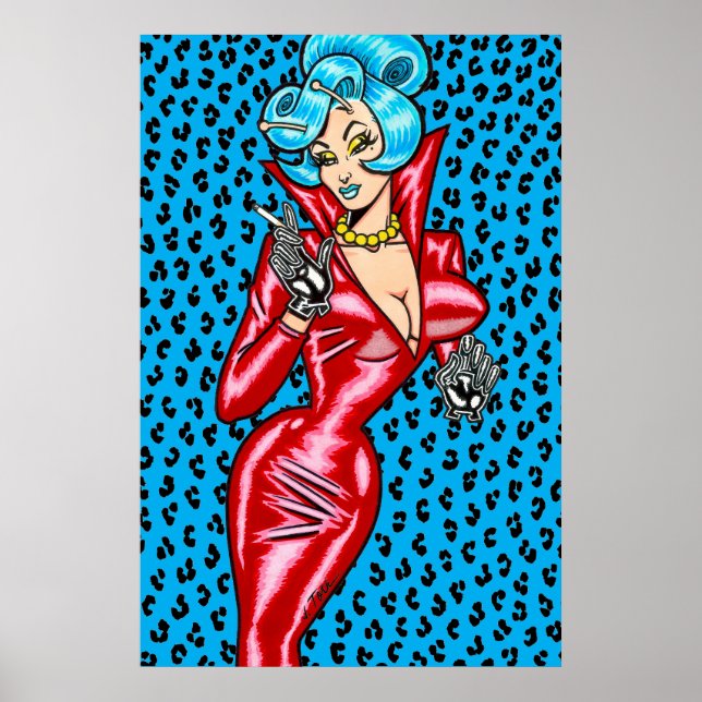Vana DeVinyl™/Red Vinyl Dress/Blue Poster (Front)