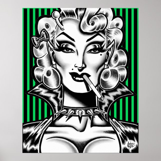 Vana DeVinyl™/Vintage Glamour/Green Pinstripe Poster (Front)