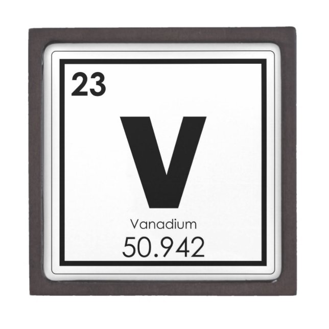 Vanadium chemical element symbol chemistry formula jewelry box (Front)