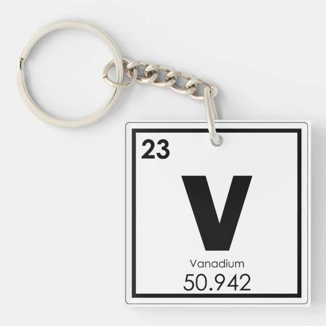 Vanadium chemical element symbol chemistry formula keychain (Front)