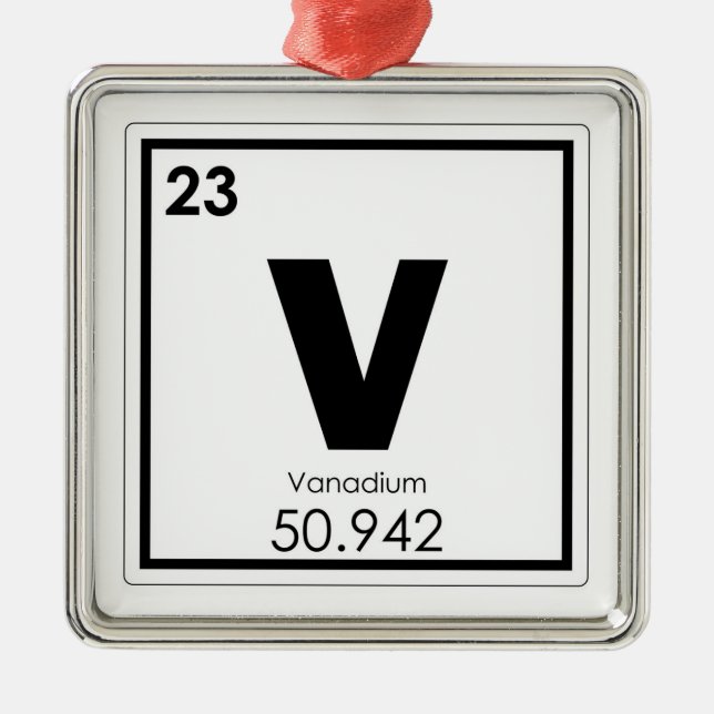 Vanadium chemical element symbol chemistry formula metal ornament (Front)