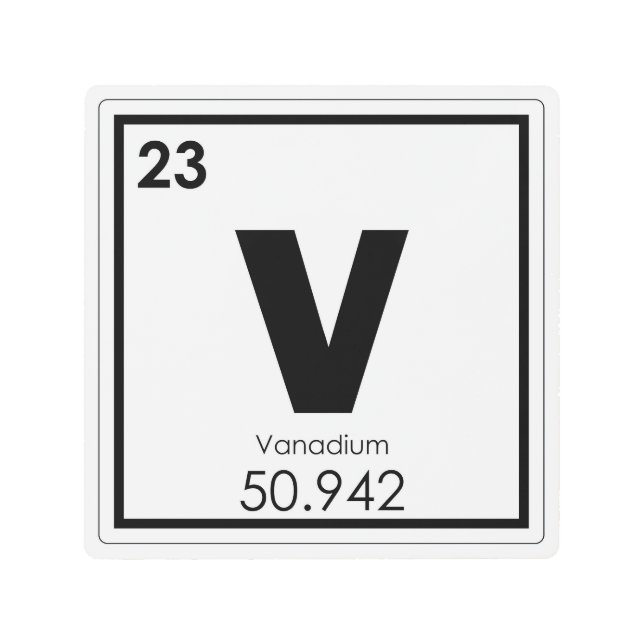 Vanadium chemical element symbol chemistry formula metal print (Front)