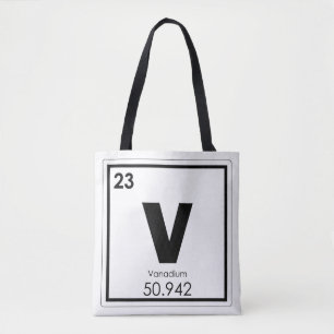 Vanadium chemical element symbol chemistry formula tote bag