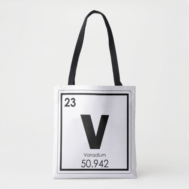 Vanadium chemical element symbol chemistry formula tote bag (Front)