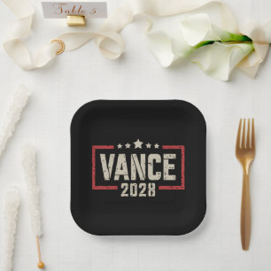 Vance 2028 President Election Campaign US Flag Paper Plates