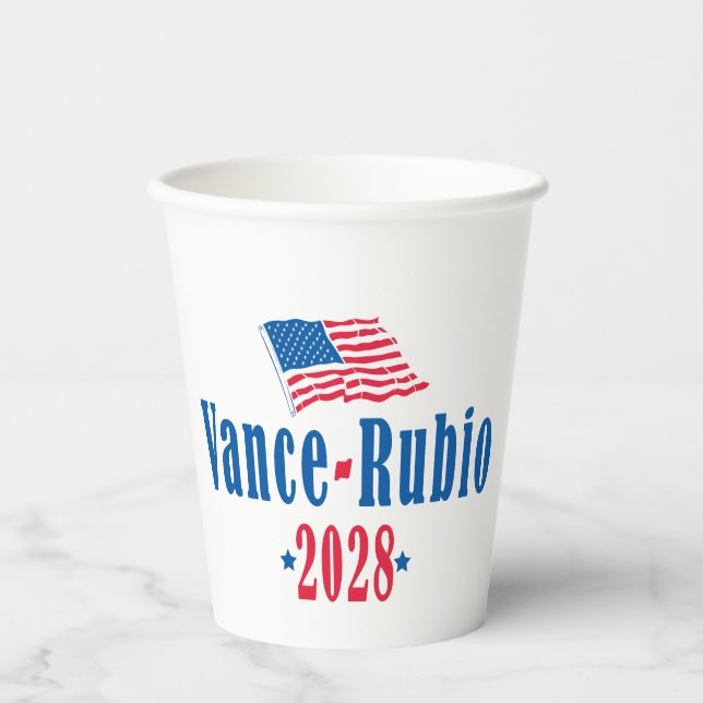 Vance Rubio 2028 (flag) Paper Cups (Front)