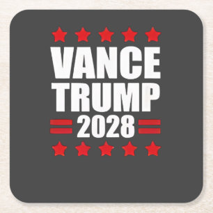 Vance Trump Presidential Election 2028 Political Square Paper Coaster