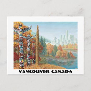 Vancouver Art Postcard Vancouver Totem Pole Cards by artist_kim_hunter at Zazzle