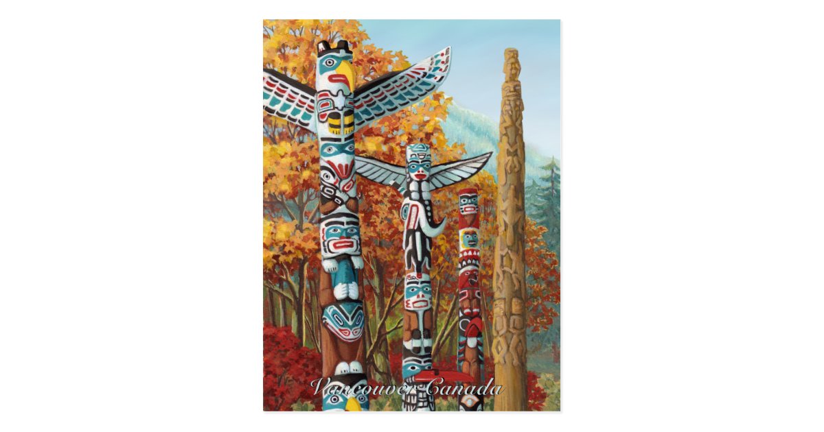 Vancouver Art Postcard Vancouver Totem Pole Painti | Zazzle