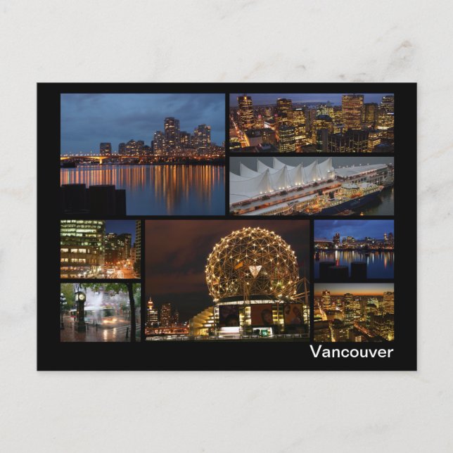 Vancouver at night multi-image postcard (Front)