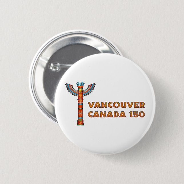 Vancouver (BC) Canada - Totem Pole Button (Front & Back)