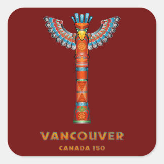 Vancouver (BC) Canada - Totem Pole Square Sticker