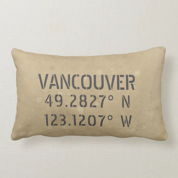 Vancouver Bc Latitude Longitude Throw Pillow Zazzle 