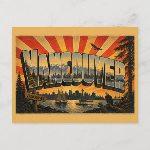 Vancouver BC Mountains Waterfront Rainforest Art Postcard