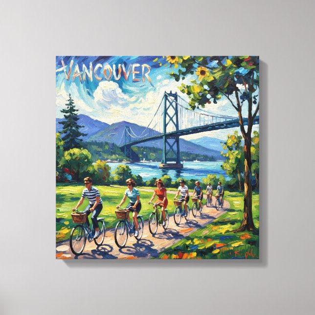 Vancouver Bridge and Seawall Scene Canvas Print (Front)