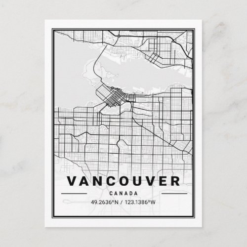 Vancouver British Columbia Canada Travel City Map Postcard