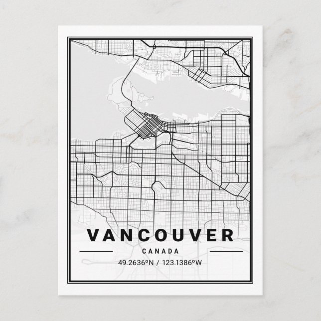 Vancouver British Columbia Canada Travel City Map Postcard (Front)