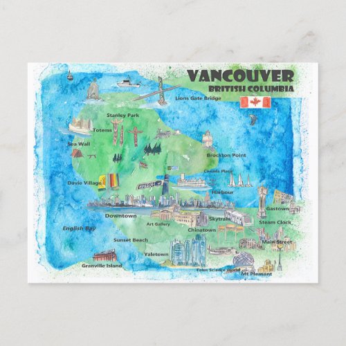 Vancouver British Columbia Canada travel  Holiday Postcard