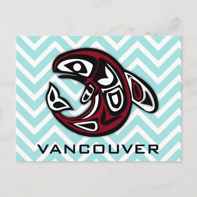 Vancouver British Columbia Nautical Orca Whale Art Postcard (Front)