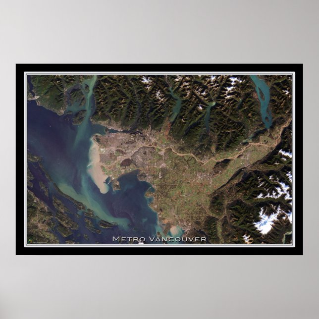 Vancouver British Columbia Satellite Poster Map (Front)