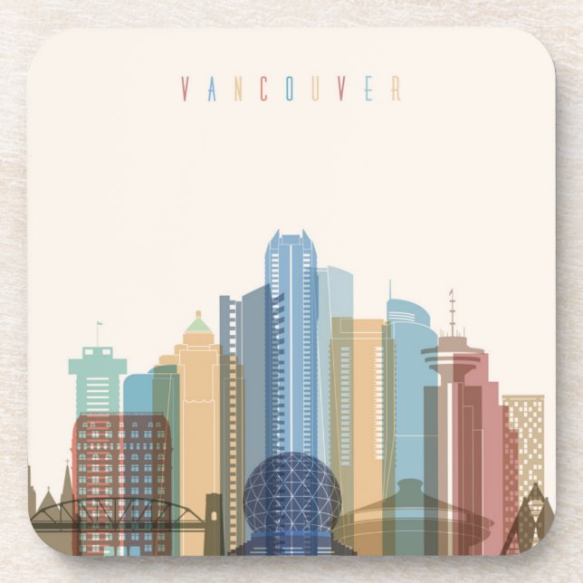 Vancouver, Canada | City Skyline Drink Coaster (Front)