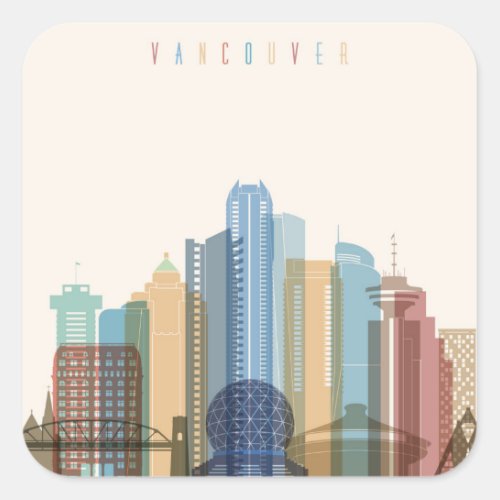 Vancouver Canada  City Skyline Square Sticker