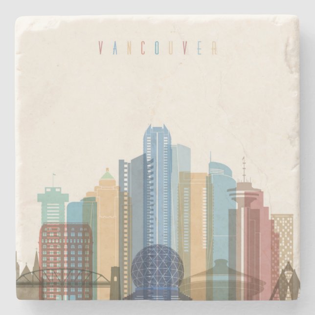 Vancouver, Canada | City Skyline Stone Coaster (Front)