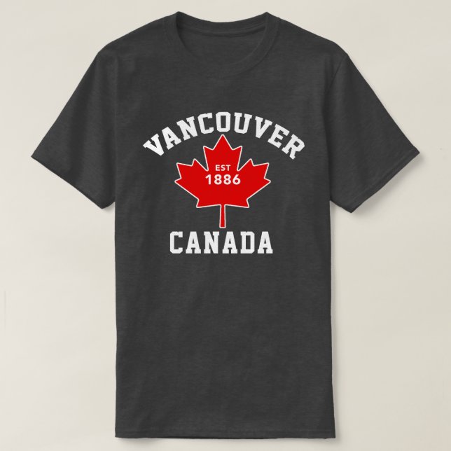 Vancouver Canada Est. 1886 Patriotic T Shirt (Design Front)