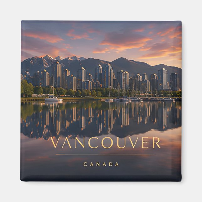 Vancouver Canada Mountain Water Reflection Magnet (Front)