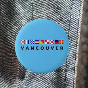Vancouver Canada Nautical Sailing Flags Color Button