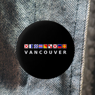 Vancouver Canada Nautical Sailing Flags Dark Color Button