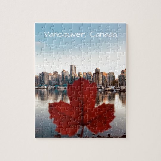 Vancouver Canada Red Maple Leaf Skyline Jigsaw Puzzle