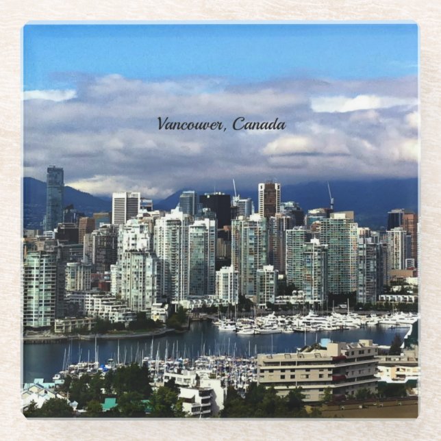 Vancouver, Canada scenic cityscape Glass Coaster (Front)