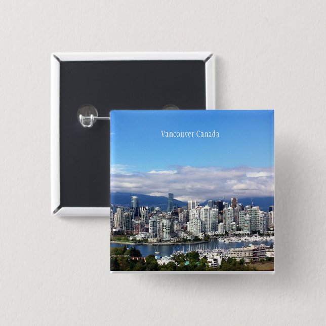 Vancouver Canada Skyline Button (Front & Back)