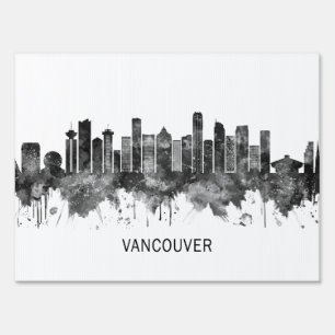 Vancouver Canada Skyline BW Sign