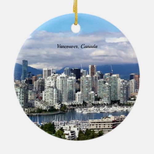 Vancouver Canada Skyline Ceramic Ornament