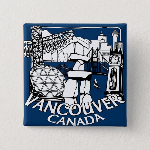 Vancouver Canada Souvenir Buttons Gastown Art Gift