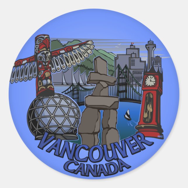 Vancouver Canada Stickers Landmark Souvenir Art (Front)