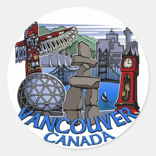 Vancouver Canada Stickers Totem Pole Landmark Art | Zazzle