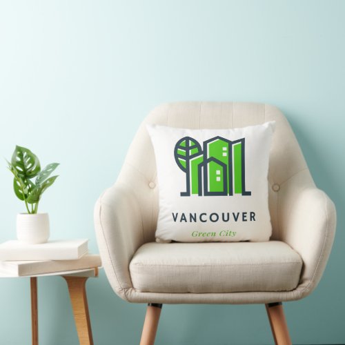 Vancouver Canada Sustainable Green City Throw Pillow